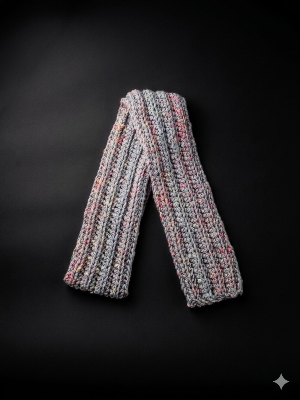 Handmade Gray & Pink Knit Scarf - Women Accessories